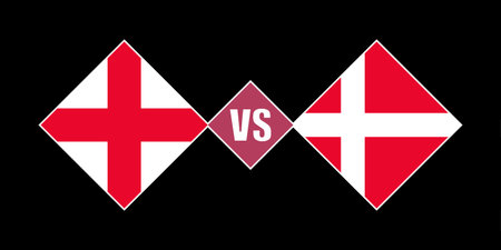 England vs Denmark flag concept. vector illustration.のイラスト素材