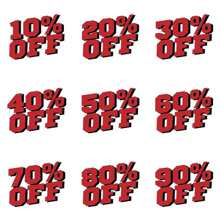 Sale percent off banner set. vector illustration.