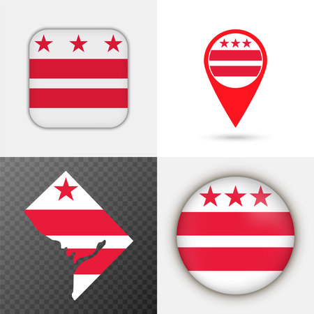 Set of District of Columbia state flag. vector illustration.のイラスト素材