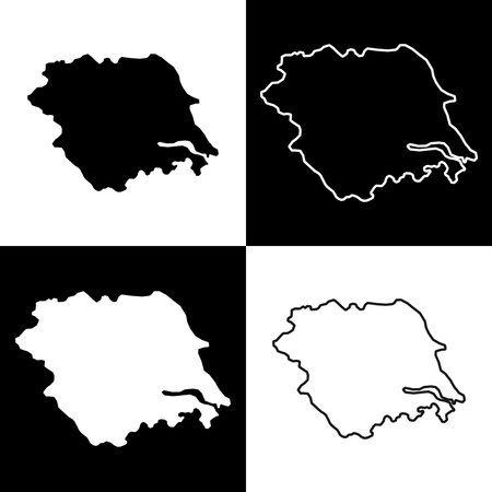 Set of Yorkshire and the humber, England, UK region map. vector illustration.のイラスト素材