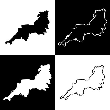 Set of South West England, UK region map. vector illustration.のイラスト素材