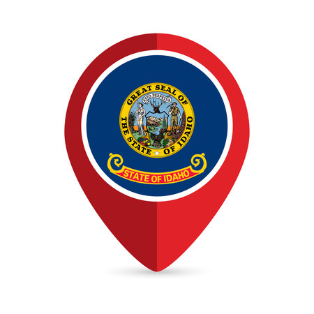 Map pointer with flag Idaho state. vector illustration.のイラスト素材
