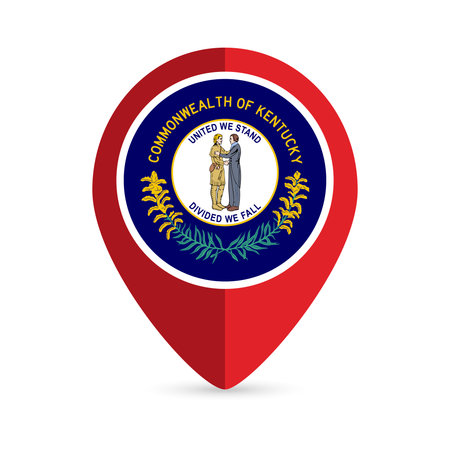 Map pointer with flag Kentucky state. vector illustration.のイラスト素材