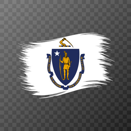 Massachusetts state flag in brush style on transparent background. vector illustration.のイラスト素材