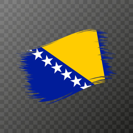 Bosnia and Herzegovina national flag. Grunge brush stroke. Vector illustration on transparent background.のイラスト素材