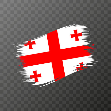 Georgia national flag. Grunge brush stroke. Vector illustration on transparent background.のイラスト素材