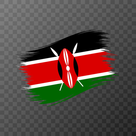 Kenya national flag. Grunge brush stroke. Vector illustration on transparent background.のイラスト素材