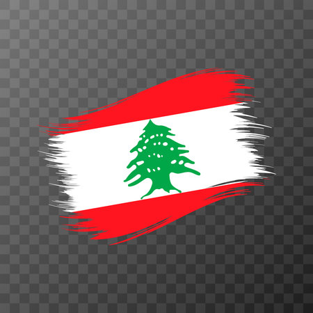 Lebanon national flag. Grunge brush stroke. Vector illustration on transparent background.のイラスト素材