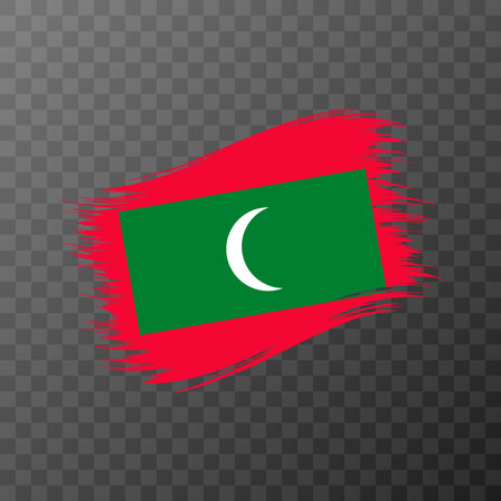Maldives national flag. Grunge brush stroke. Vector illustration on transparent background.のイラスト素材