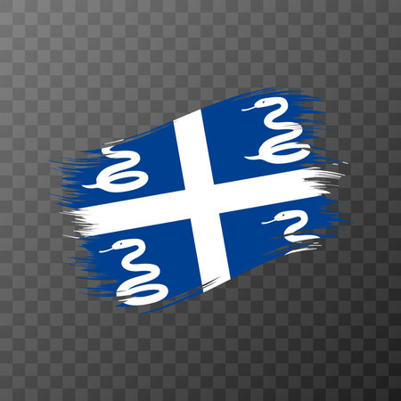 Martinique national flag. Grunge brush stroke. Vector illustration on transparent background.のイラスト素材