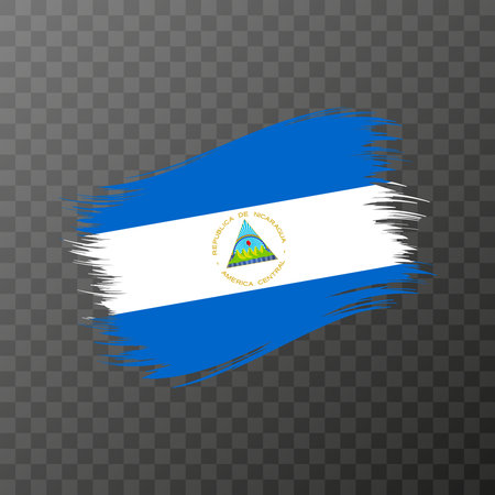 Nicaragua national flag. Grunge brush stroke. Vector illustration on transparent background.のイラスト素材