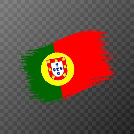 Portugal national flag. Grunge brush stroke. Vector illustration on transparent background.のイラスト素材