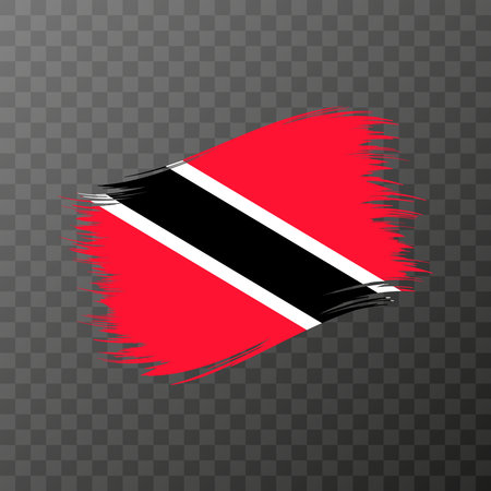 Trinidad and Tobago national flag. Grunge brush stroke. Vector illustration on transparent background.のイラスト素材