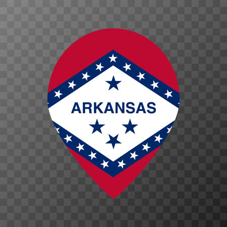 Map pointer with flag Arkansas state. Alabama flag. vector illustration.のイラスト素材