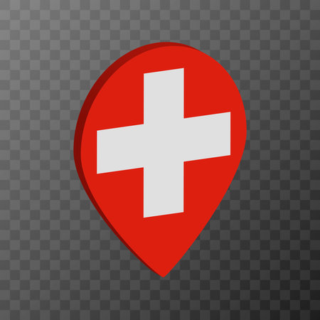 Map pointer with Switzerland flag. vector illustration.のイラスト素材
