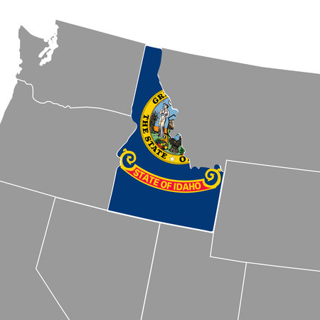 Idaho state map with flag. vector illustration.のイラスト素材