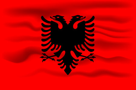 Waving flag of the country Albania. vector illustration.のイラスト素材