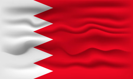 Waving flag of the country Bahrain. vector illustration.のイラスト素材