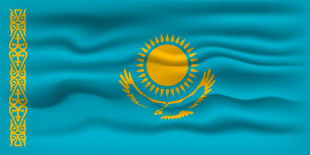 Waving flag of the country Kazakhstan. vector illustration.のイラスト素材
