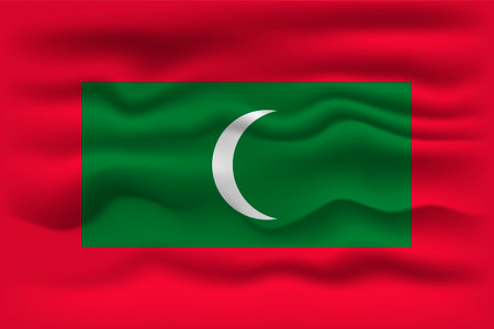 Waving flag of the country Maldives. vector illustration.のイラスト素材