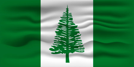 Waving flag of the country Norfolk Island. vector illustration.のイラスト素材
