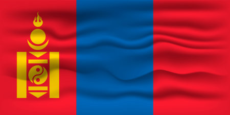 Waving flag of the country Mongolia. vector illustration.のイラスト素材