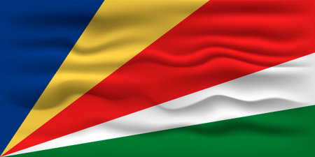 Waving flag of the country Seychelles. vector illustration.のイラスト素材
