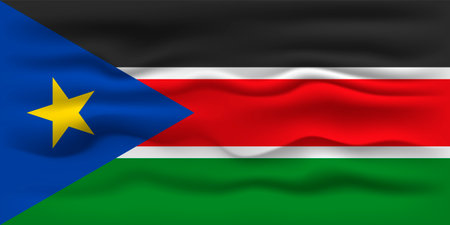 Waving flag of the country South Sudan. vector illustration.のイラスト素材