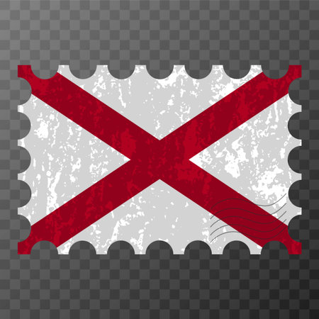 Postage stamp with Alabama state grunge flag. vector illustration.のイラスト素材