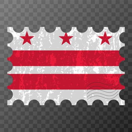 Postage stamp with District of Columbia state grunge flag. vector illustration.のイラスト素材