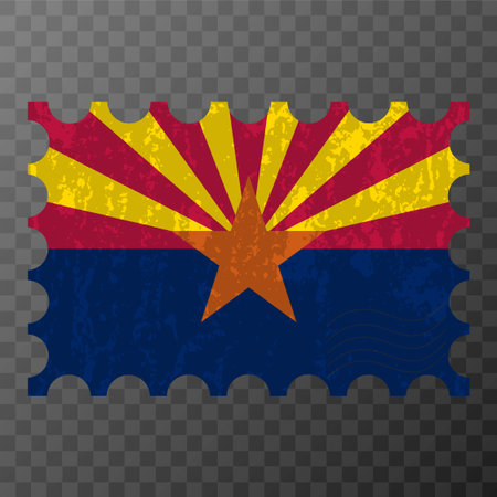 Postage stamp with Arizona state grunge flag. vector illustration.のイラスト素材