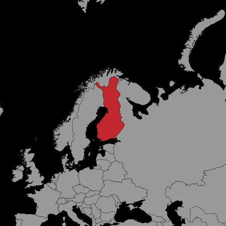 Pin map with Finland flag on world map.Vector illustration.のイラスト素材