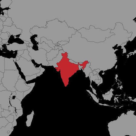 Pin map with India flag on world map.Vector illustration.のイラスト素材