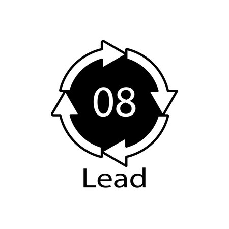 Battery recycling symbol 8 Lead, battery recycling code 8 Leadのイラスト素材