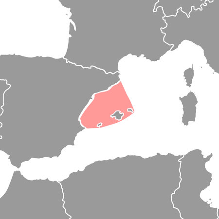 Balearic Sea on the world map. vector illustration.のイラスト素材