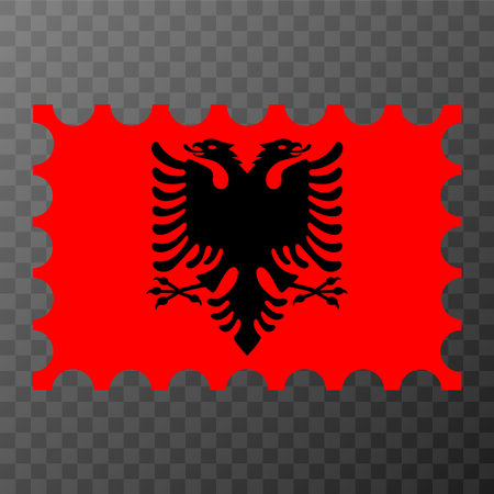 Postage stamp with Albania flag. Vector illustration.のイラスト素材