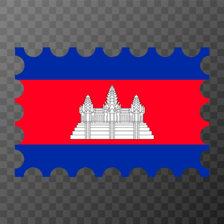 Postage stamp with Cambodia flag. Vector illustration.のイラスト素材