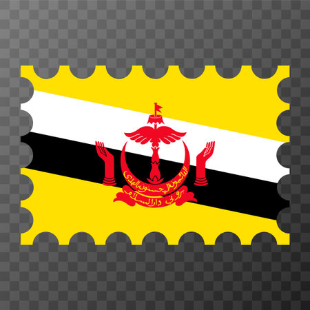 Postage stamp with Brunei flag. Vector illustration.のイラスト素材