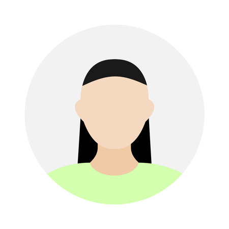 Empty face icon avatar with long black hair. Vector illustration.のイラスト素材