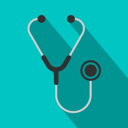 Stethoscope icon with long shadow. Vector illustration.のイラスト素材
