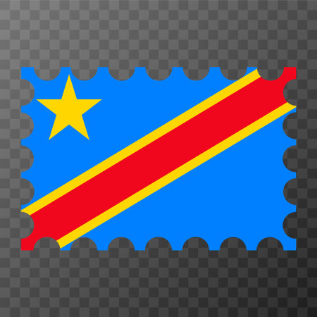 Postage stamp with Democratic Republic of the Congo flag. Vector illustration.のイラスト素材