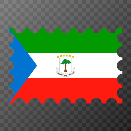 Postage stamp with Equatorial Guinea flag. Vector illustration.のイラスト素材