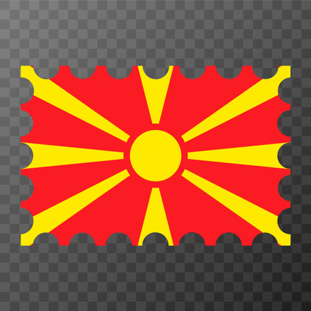 Postage stamp with North Macedonia flag. vector illustration.のイラスト素材
