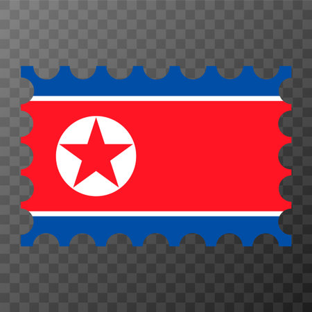 Postage stamp with North Korea flag. vector illustration.のイラスト素材