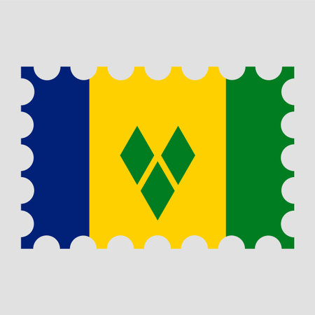 Postage stamp with Saint Vincent and the Grenadines flag. vector illustration.のイラスト素材
