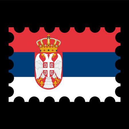 Postage stamp with Serbia flag. vector illustration.のイラスト素材