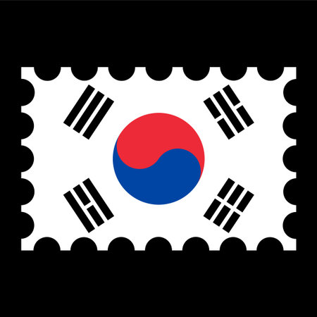 Postage stamp with South Korea flag. vector illustration.のイラスト素材