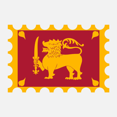 Postage stamp with Sri Lanka flag. vector illustration.のイラスト素材