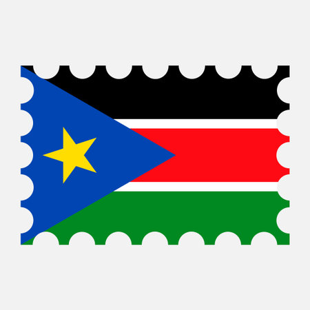 Postage stamp with South Sudan flag. vector illustration.のイラスト素材