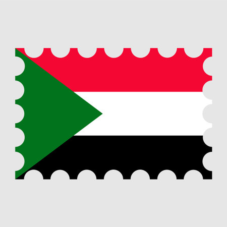 Postage stamp with Sudan flag. vector illustration.のイラスト素材